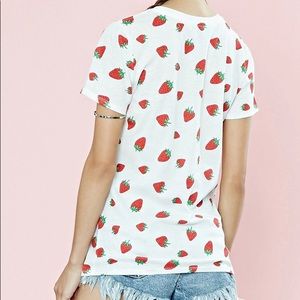 White strawberry print Forever 21 shirt
